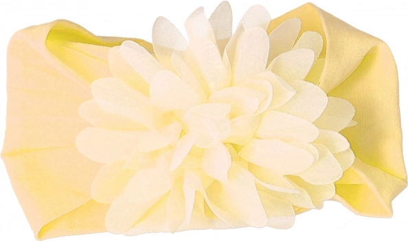 Dječja traka za kosu s cvijetom - ecru, široka