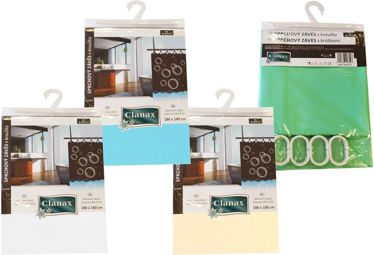 Kupaonska zavjesa SOLID 180 × 180 cm od PEVA s 12 kukica, mješavina boja