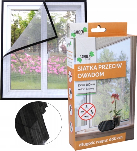 Mreža protiv insekata za prozore 150 × 180 cm, crna