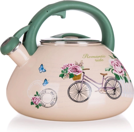 Emajlirani zviždukajući čajnik 3 l Romantic Ride, promjer 22,5 cm