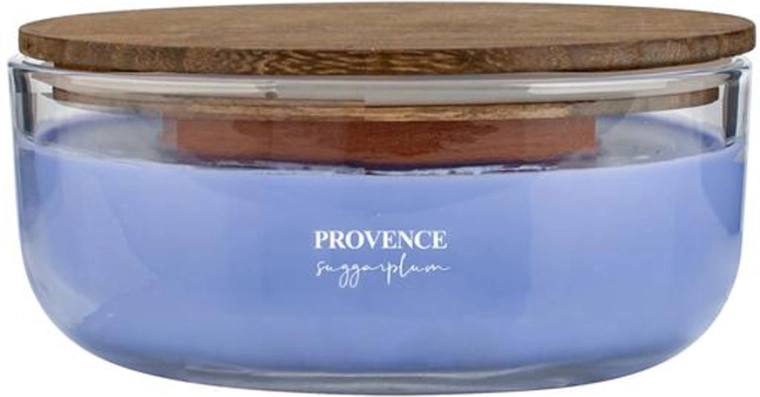 Mirisna svijeća u staklu PROVENCE s drvenim fitiljem sugarplum 24 h