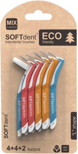 Softdent eco zakrivljene interdentalne četkice mix (4× XS, 4× S, 2× M)