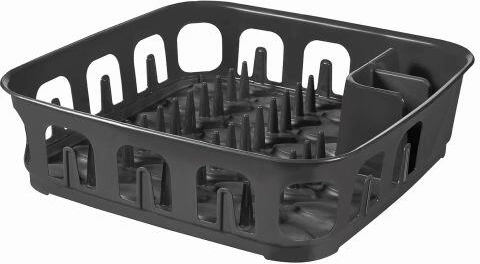 Kvadratna ocjeđivač za posuđe 39 × 39 × 10 cm, tamnosiva plastika