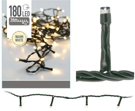 Božićna vanjska rasvjeta 14 m, 180 LED, topla bijela