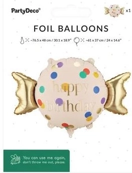 Folijski balon bombon s natpisom Happy B-day 61 × 37 cm