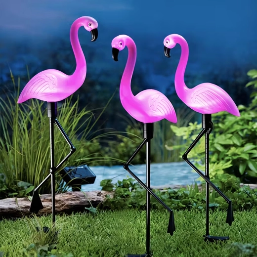 Solarna vrtna svjetla flamingo, set 3 kom