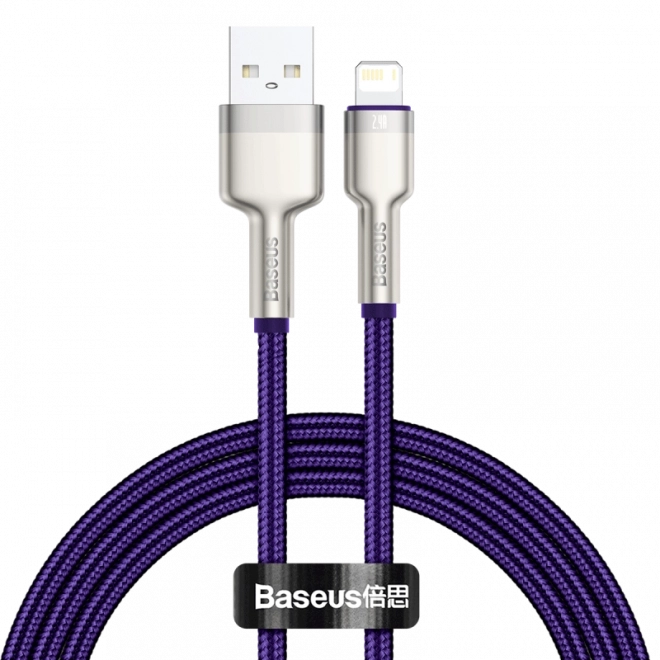 Baseus Cafule pleteni USB–Lightning kabel 1 m, 2,4 A, ljubičasti