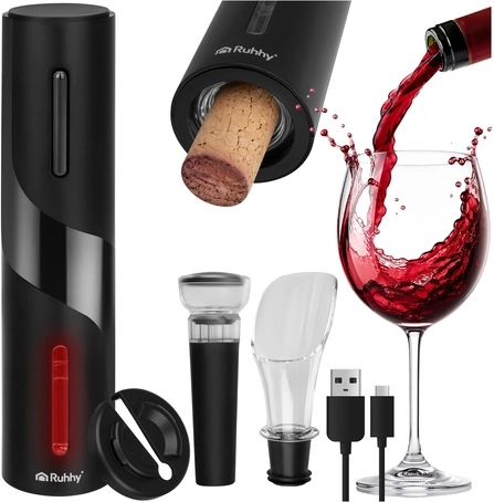 Električni otvarač za vino Ruhhy – automatski set s USB‑C (4 dijela)