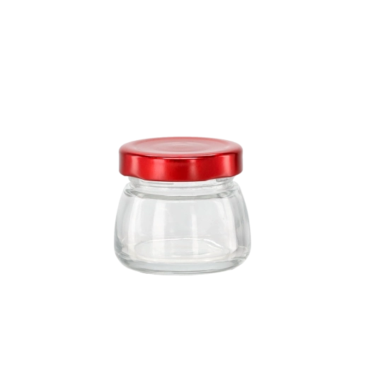Staklena teglica 75 ml s crvenim metalnim poklopcem
