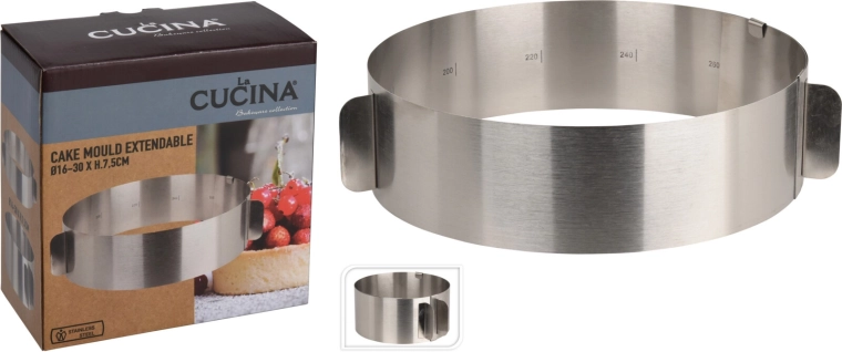 Okrugli podesivi kalup za pečenje od nehrđajućeg čelika LA CUCINA 16–30 cm