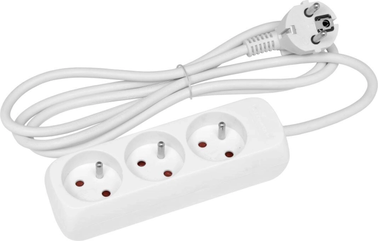 Produžni kabel 1,5 m s 3 utičnice, bijeli