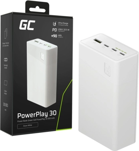 Power banka 30000 mAh, 22,5 W, 4 porta, bijela