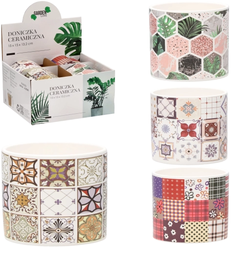 Keramička dekorativna tegla 15 × 15 × 13,2 cm – mix uzoraka