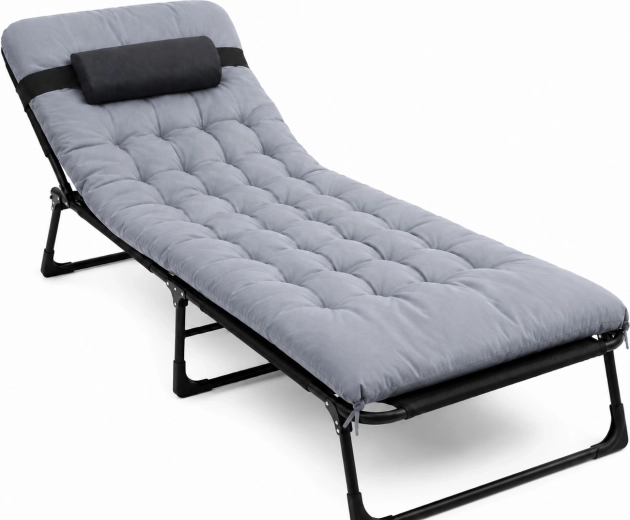 Sklopivi turistički ležaj premium 200 × 68 cm crno-sivi