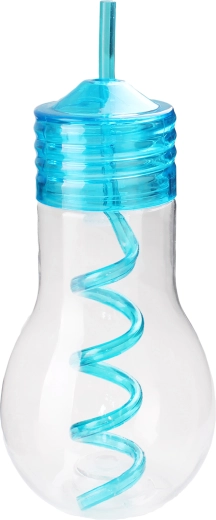 Plastična boca s slamkom TORO 600 ml u obliku žarulje, mix boja