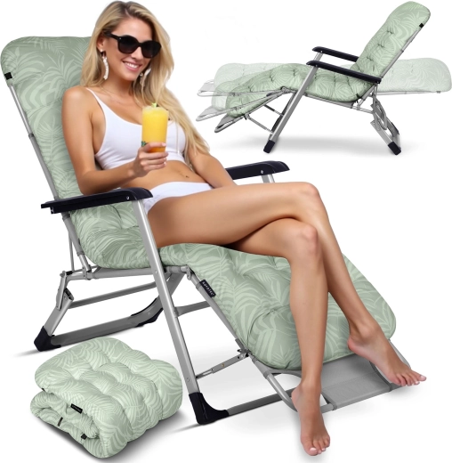 Sklopiva vrtna ležaljka s podstavkom Sofotel ChillWell, svjetlozelena