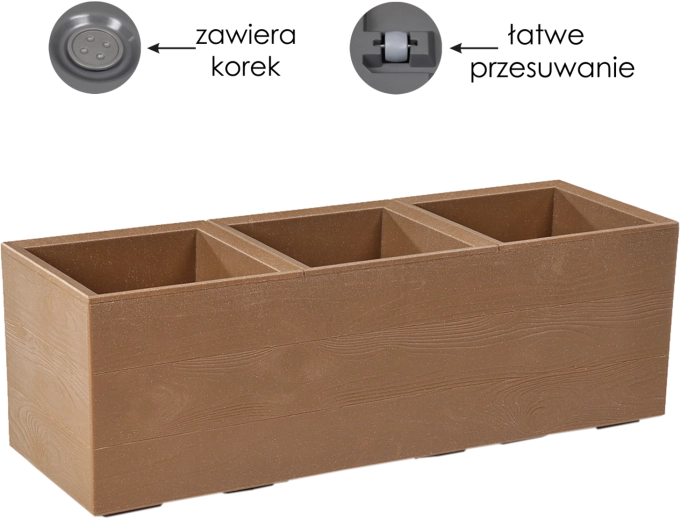 Žardinijera Lamela Karo Eco Wood s imitacijom drva na kotačićima 39 l