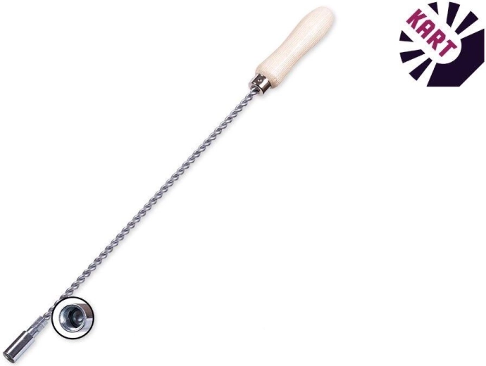 Produžni nastavak za cijevne četke 1 m s M12, pocinčana žica i drvena ručka