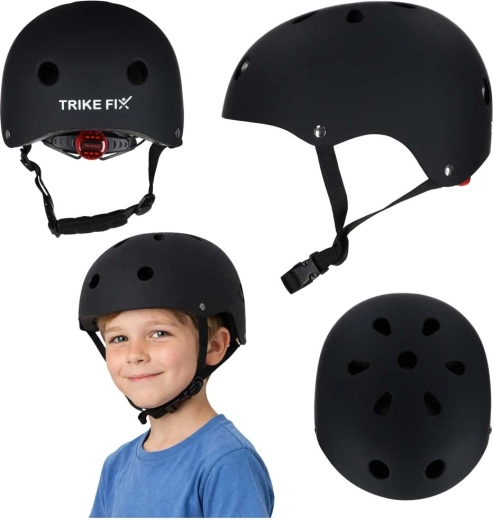 Dječja biciklistička kaciga s LED TRIKE FIX, veličina M (55–58 cm), crna