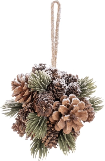 Viseća božićna dekoracija – kugla od češera snow 12 cm