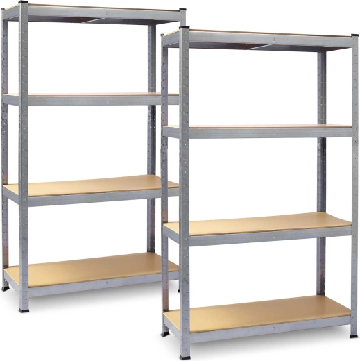 Metalni regali za radionicu i garažu 150 × 75 × 30 cm – set 2 kom, srebrni galvanizirani