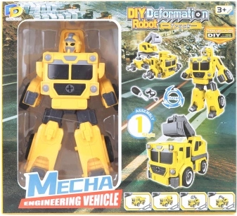 Sklopivi vijčani robot žuti 2u1 – kamion s bagerom