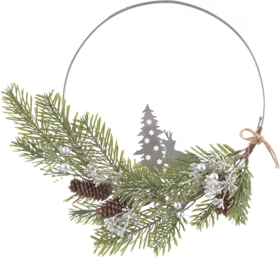 Viseći dekorativni vijenac DEER od metala i plastike, 28 cm
