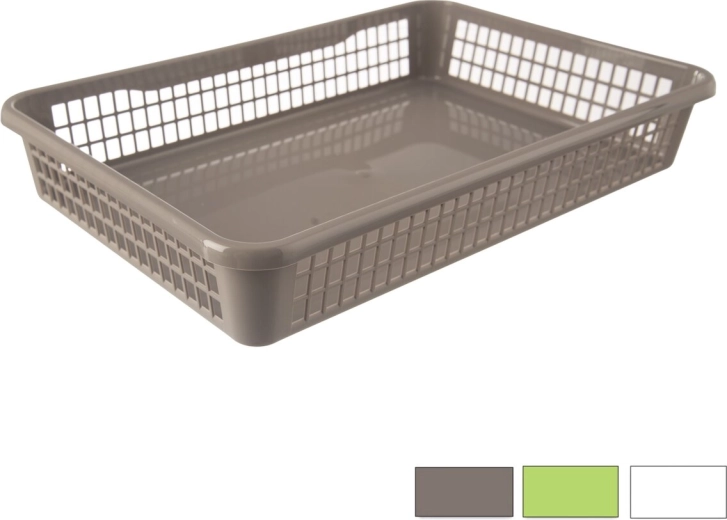 Plastični organizator – niska košarica 38,5 × 25,5 × 6,5 cm (mix boja)
