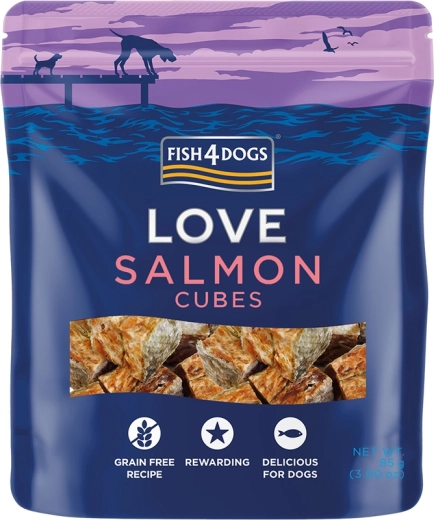 Fish4Dogs poslastice za pse s lososom Love kockice 85 g