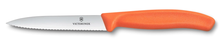 Victorinox nož za guljenje voća i povrća 10 cm, nazubljen, špičast, narančast