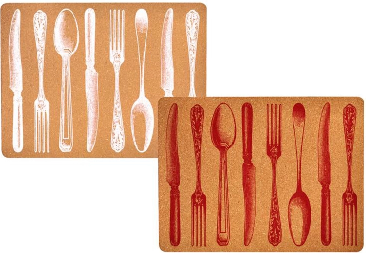 Pluto od pluta TORO s motivom pribora za jelo 40 × 30 cm