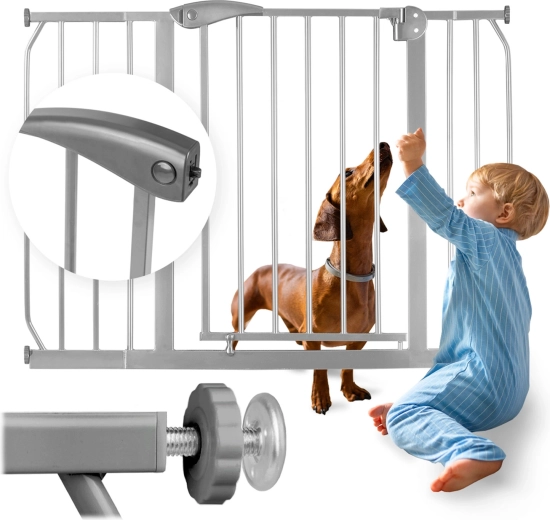 Siva sigurnosna brava NUKIDO za djecu i kućne ljubimce, 75–115 cm