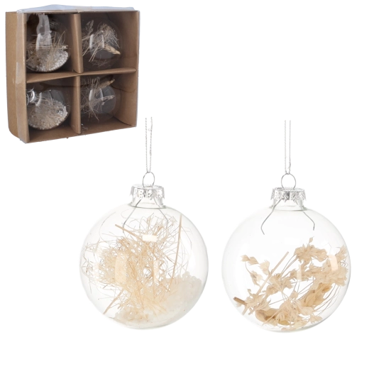 Set prozirnih božićnih kuglica s motivom klasa 8 cm, 4 kom