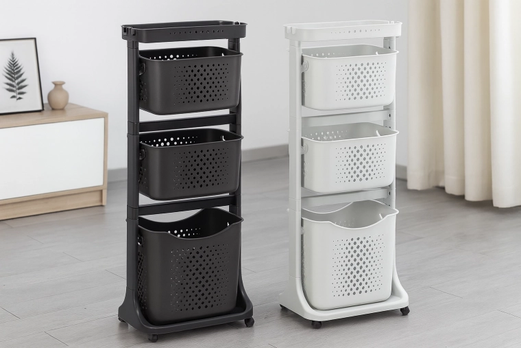 Plastični pokretni regal s četiri košare