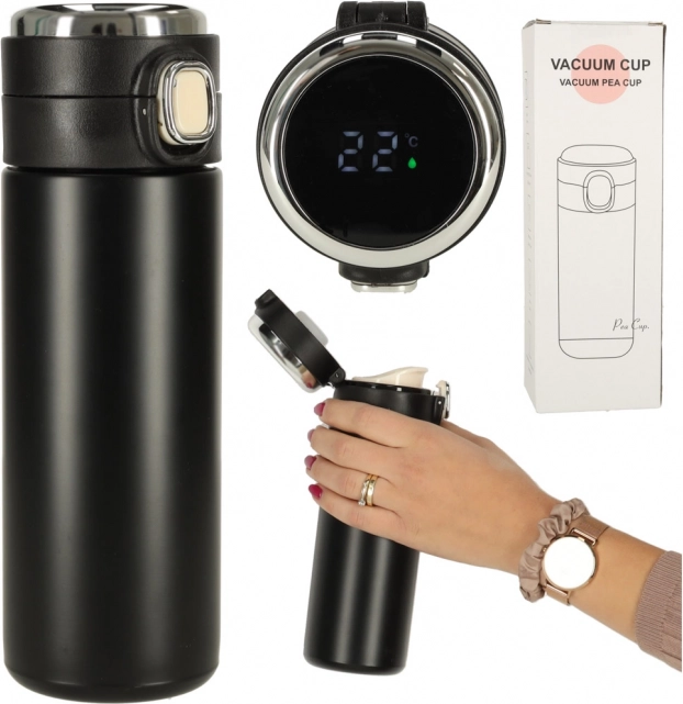 Termo šalica s nastavkom i LED zaslonom 420 ml crna