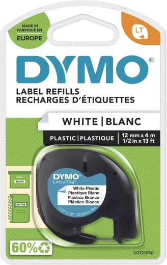Traka DYMO LetraTag plastična 12 mm × 4 m, bijela