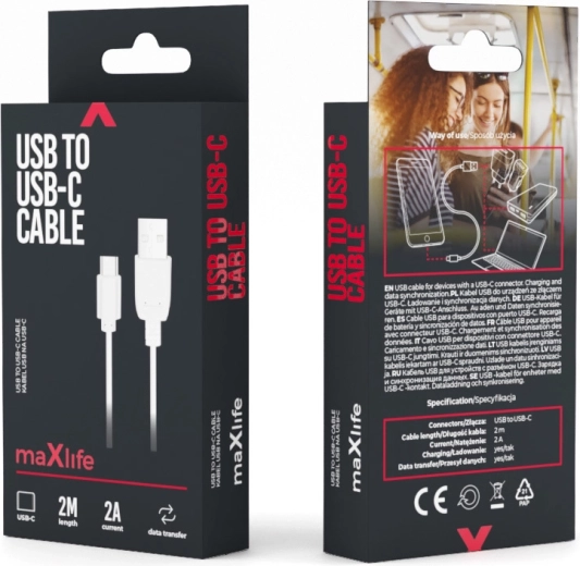 Maxlife USB – USB‑C kabel 2 m bijeli