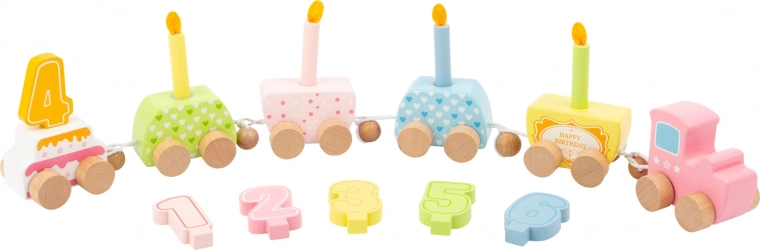 Drveni rođendanski vlakić s brojevima i svijećama