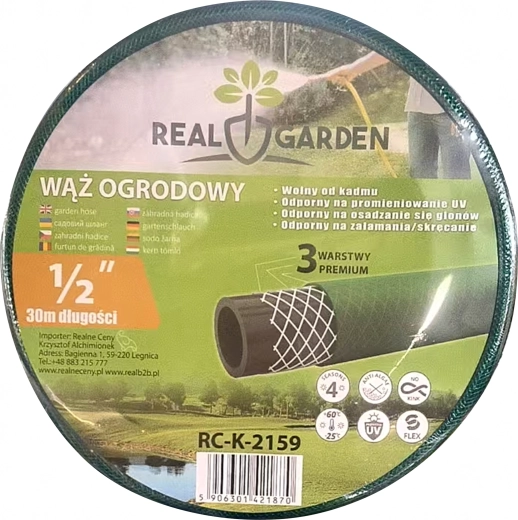 Vrtno crijevo 30 m, 1/2", 3-slojno, fleksibilno i izdržljivo gumeno