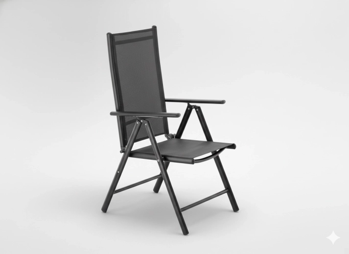 Sklopiva aluminijska vrtna stolica, siva 66 × 56 × 107 cm