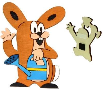 Drvena dekorativna magnetna sličica Krtko – prijatelj zec