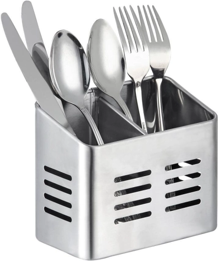 Nehrđajući stalak za pribor s 2 pretinca 16 × 9 × 13 cm