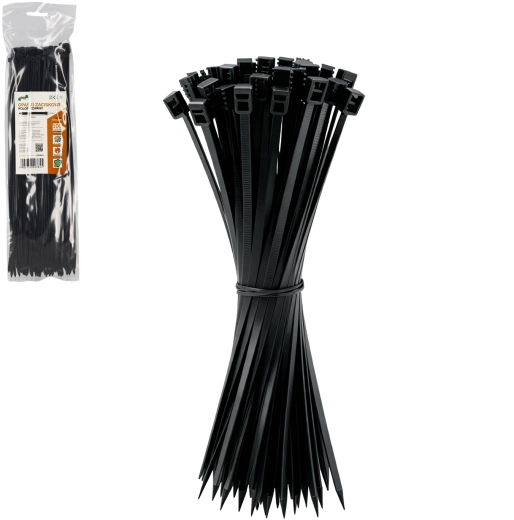 Set vezica 3,6 × 300 mm, crne, 100 kom, UV otporne