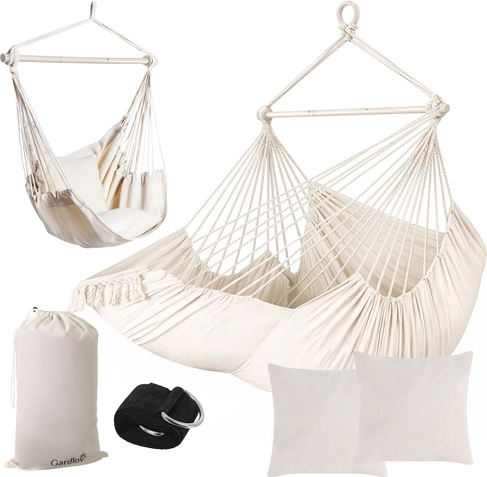 Viseća ljuljačka fotelja 210 cm bež GARDLOV