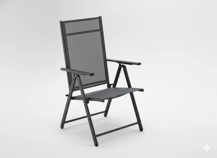 Sklopiva čelična vrtna stolica, siva, 66 × 53 × 107 cm