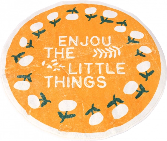 Okrugli protuklizni tepih 80 x 80 cm - uzorak Flowers, žuti