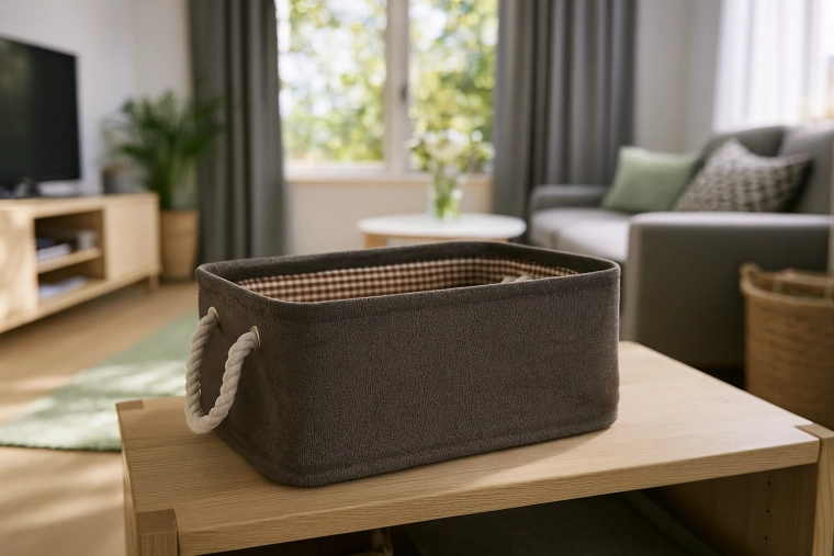 Tekstilna spremnica s užetnim ručkama 22 × 32 × 14 cm – smeđa