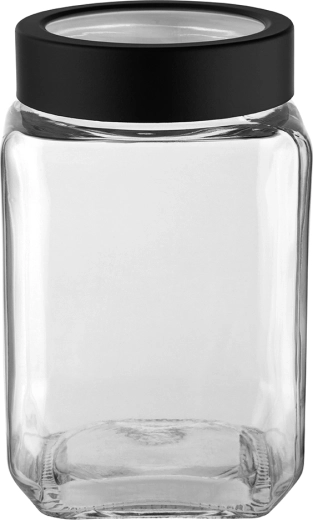 Altom Design staklena četvrtasta posuda s poklopcem 700 ml, crna