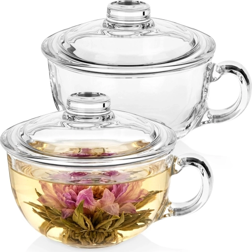 Staklene šalice s poklopcem 520 ml – set 2 kom