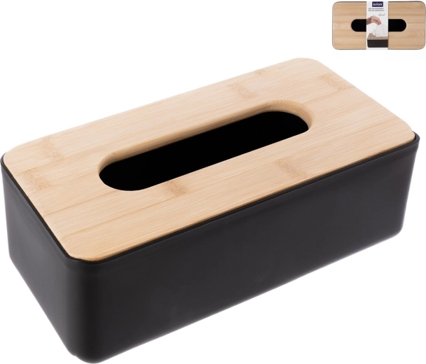 Kutija za papirnate maramice Black s bambusovim poklopcem